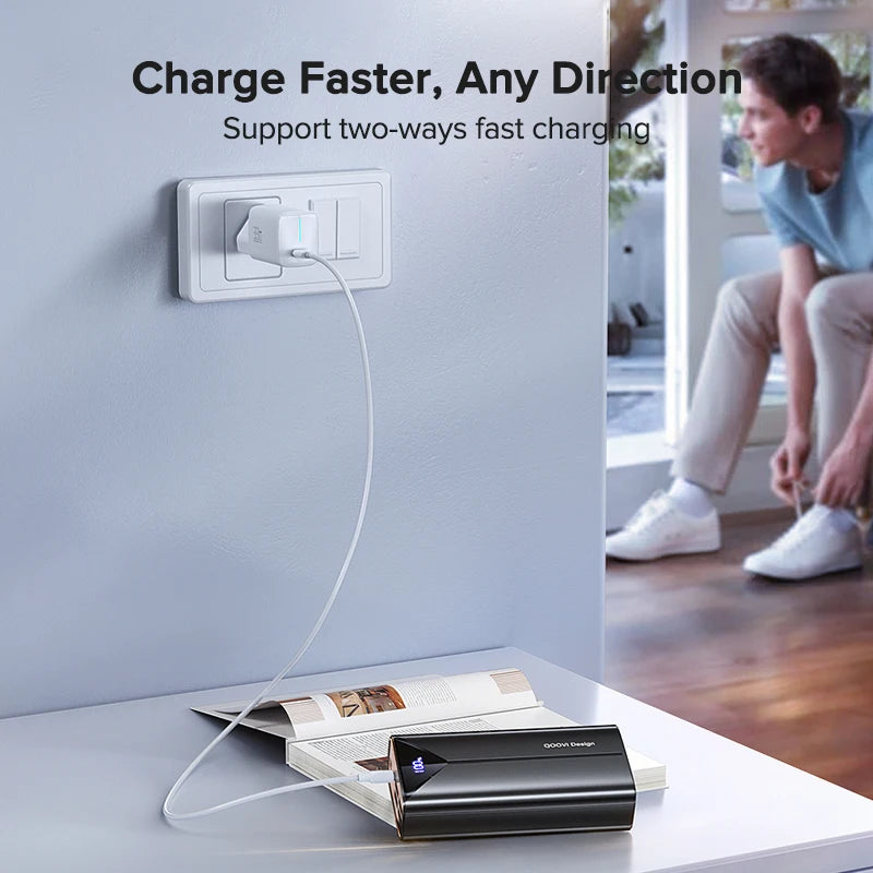 30000Mah Power Bank 22.5W Fast Charging Built-In Cable External Large Battery Portable Charger for Iphone Samsung Xiaomi
